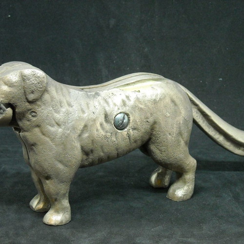 Antique brass table nutcracker in dog shape used