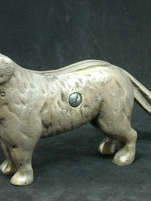 Antique brass table nutcracker in dog shape used