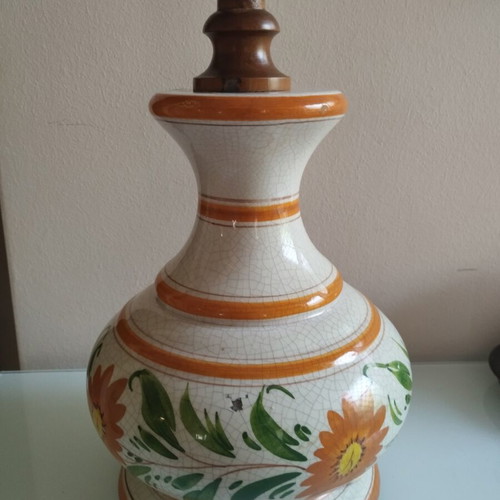 Vintage ceramic table lamp used, handmade Mediterranean style