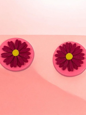 Fridge magnets new, set of 2, clay with fabric decorations