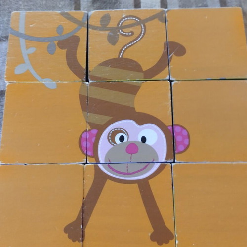 Puzzle with Cubes used, wild animals