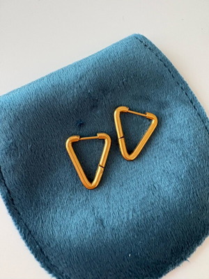 Triangle dangle earrings used, gold color