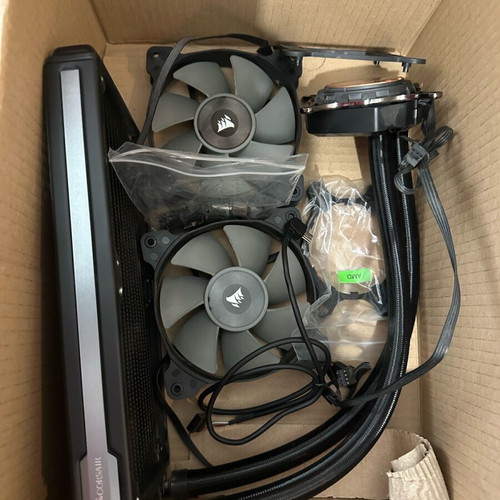 Corsair Hydro H100i v2 CPU liquid cooler used, dual 120mm fans for Socket 115x