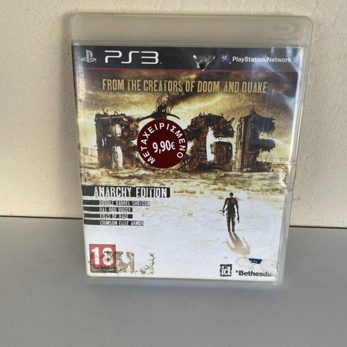 Rage PS3 game used, no manual, case with front tear