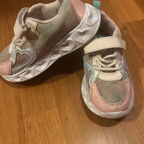 Children's athletic sneakers used with lights, size 28, pink and turquoise
