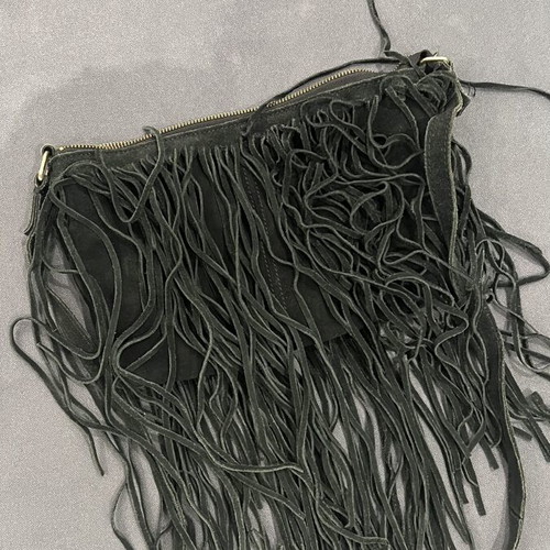 Zara crossbody bag with fringes used, black