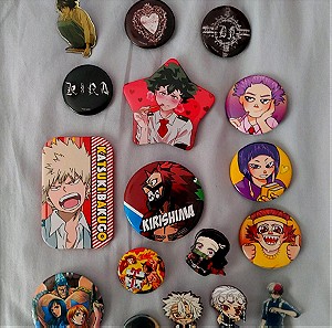 Anime goods- pins, κονκαρδες my hero academia, one piece, death note