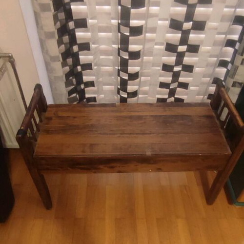 Wooden stool with leatherette cushion and storage space like new