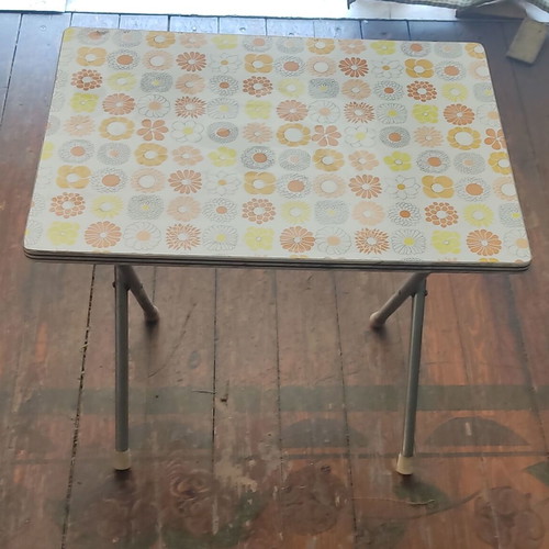 Vintage folding table with Flower Power formica, 1970s
