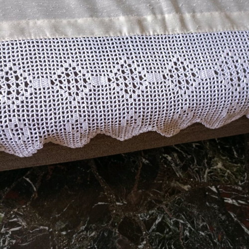 Handmade crochet curtain beige fabric new 1.70x1.40