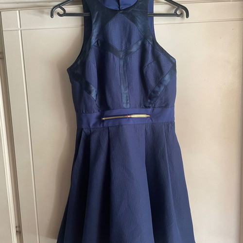 Elisabetta Franchi cocktail dress dark blue like new, Italian 44