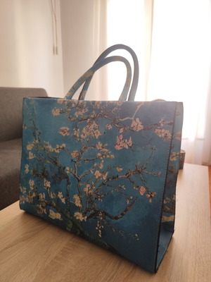 Shoulder bag with Vincent van Gogh painting design, like new, turquoise