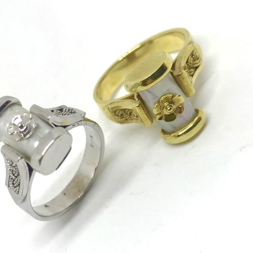 18k ring with pearl handmade from gold