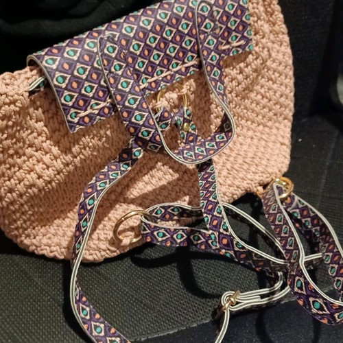 Handmade knitted backpack bag multicolored new