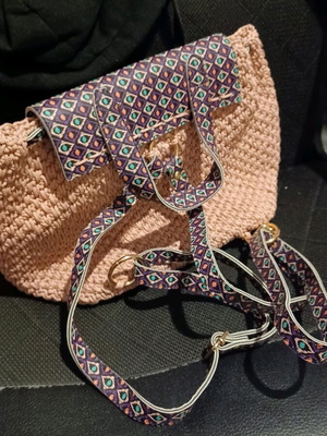Handmade knitted backpack bag multicolored new