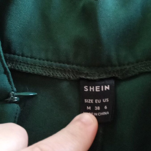 Shein women's fabric pants used, green, high waist, size S