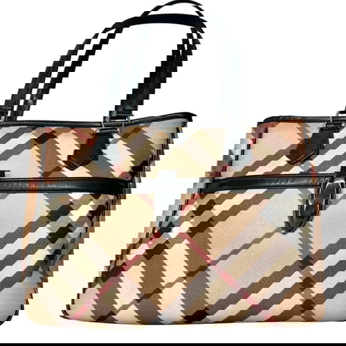 Burberry Nova Check чанта за рамо употребявана, черна и бежова