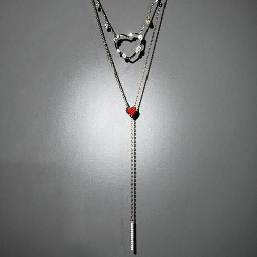 Swarovski double heart necklace gold plated metal new
