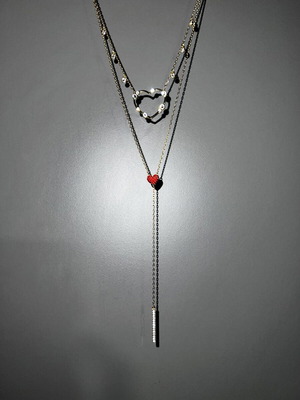 Swarovski double heart necklace gold plated metal new