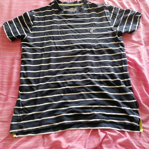Navy & Green Men’s Short-Sleeve Striped T-Shirt Size M Like New