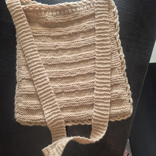 Handmade Knitted Shoulder Bag Type Tagari New, Beige-Camel