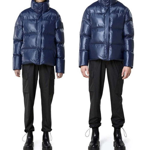 Rains Boxy Puffer Jacket new, women's size S-M, shiny blue