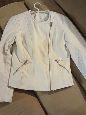 Acne Studios white leather jacket used, size L