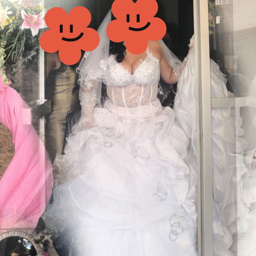 Wedding dress size L like new, two-piece with glitter and strass