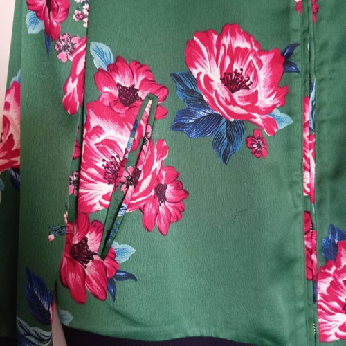 Stradivarius floral bomber jacket emerald green like new size M