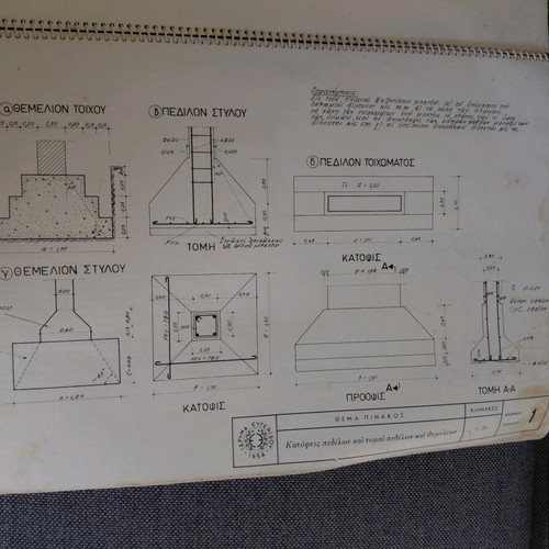 Technical manual Schediaseis Texnikon Ergon used, 1964 edition