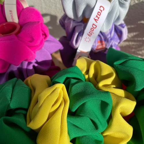 Scrunchie set of 2 handmade, durable crepe fabric