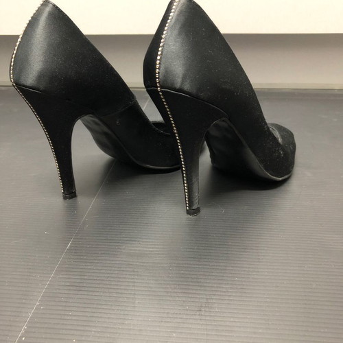 Sante Satin Peep Toe Heels Size 38 New with Rhinestones