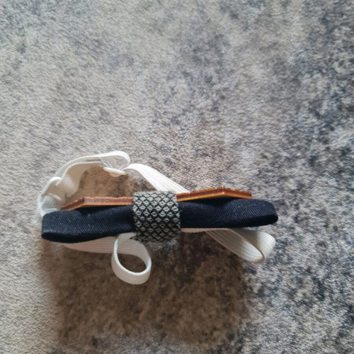 Children's bow tie like new fabric and wood blue