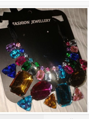 Necklace with colorful large crystals like new