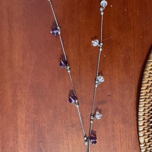 Oltre Mare silver necklace with purple and clear crystals new