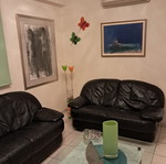 Leather sofa used, black Sato