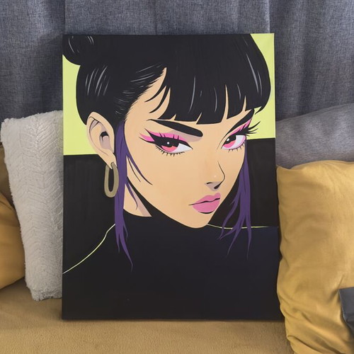 Lucinor neon painting 60x80cm, unique handmade piece