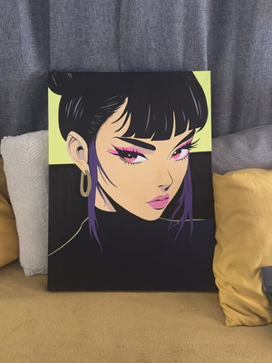 Lucinor neon painting 60x80cm, unique handmade piece
