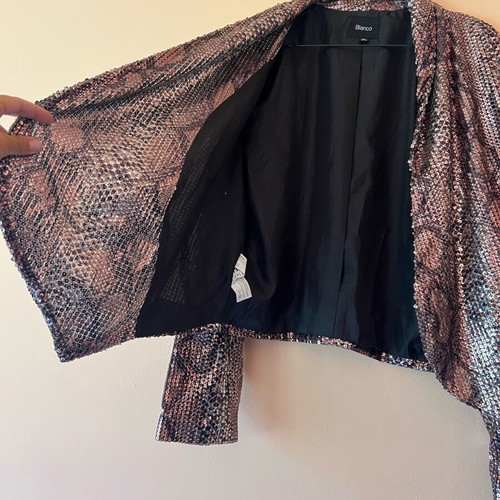 Blanco sequin jacket like new, size L/XL, brown and red