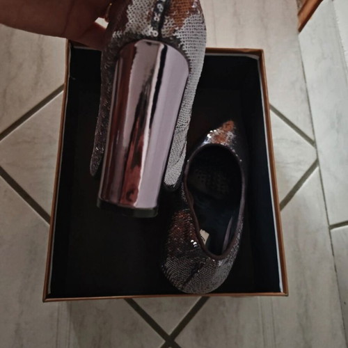 Evening pumps new, silver, size 40, 10cm heel