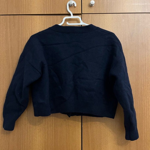 ZARA black cropped wool cardigan size S like new with gold buttons