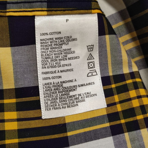 Nautica check shirt, size S fits M, blue and yellow