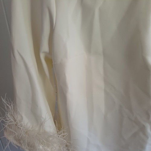 BSB Gold Label dress white new, size small, with collar and feather sleeves