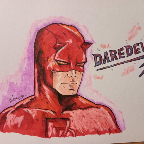 Marvel Daredevil acrylic and ink drawing new 25x35
