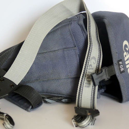 Canon camera case and strap used, blue navy
