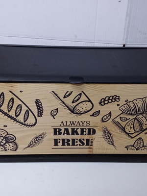 Breadbox with Wooden Cutting Board Always Baked Fresh, new