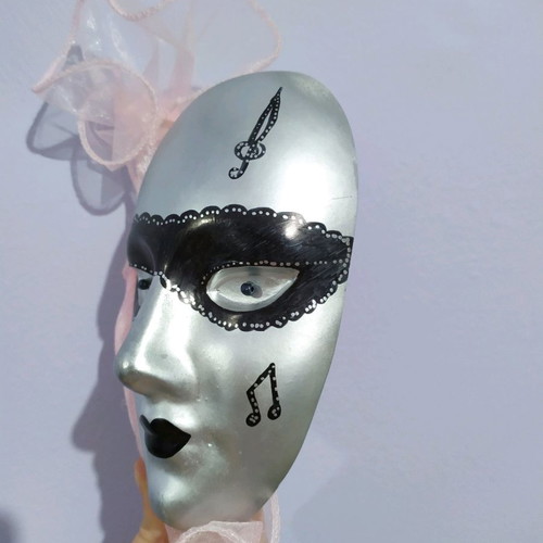 Decorative mask handmade silver with black details, new