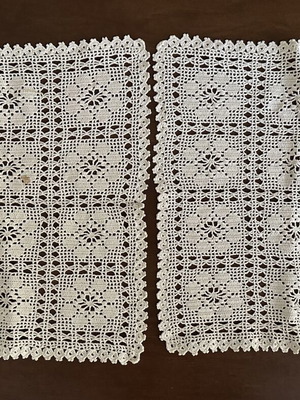 Vintage handmade crochet doilies, 29x32 cm each