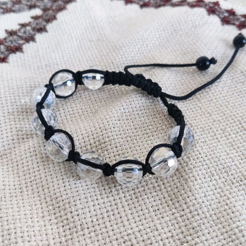 Macrame bracelet new with Swarovski crystals black and white
