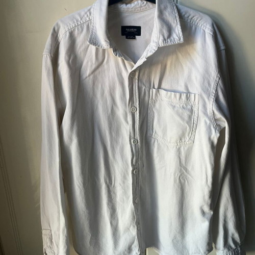 Pull & Bear White Long-Sleeve Overshirt Medium like new